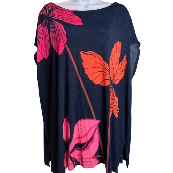Chico's Women's Liquid Knit Colorful Tunic Top Size 4 XXL Stretchy Vibrant Bold - Picture 1 of 10